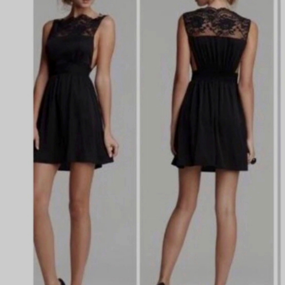 Free People Tea For Two Black Coquette Lace Sleeveless Open Sides Cocktail Sz S - Picture 2 of 15